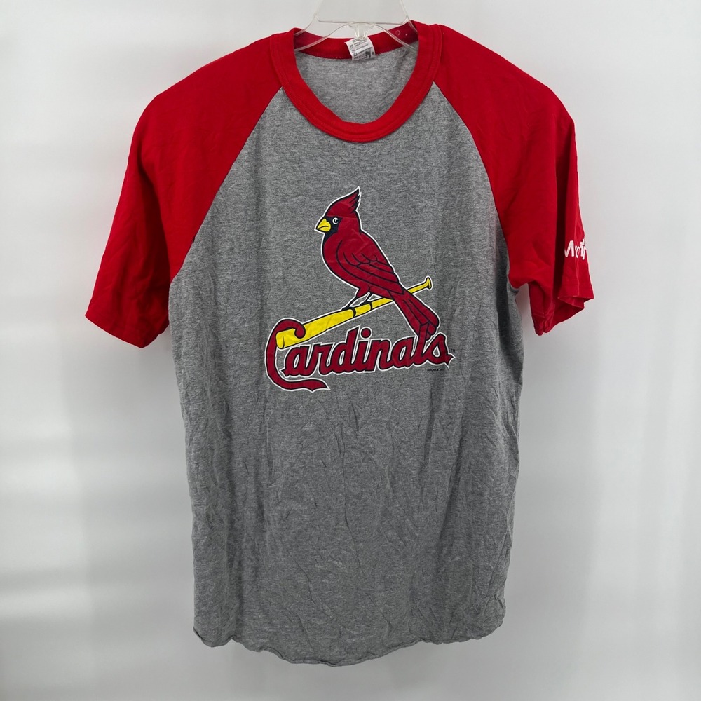 Augusta St Louis Cardinals Mercy 21 Baseball Raglan Tee Gray Red XL